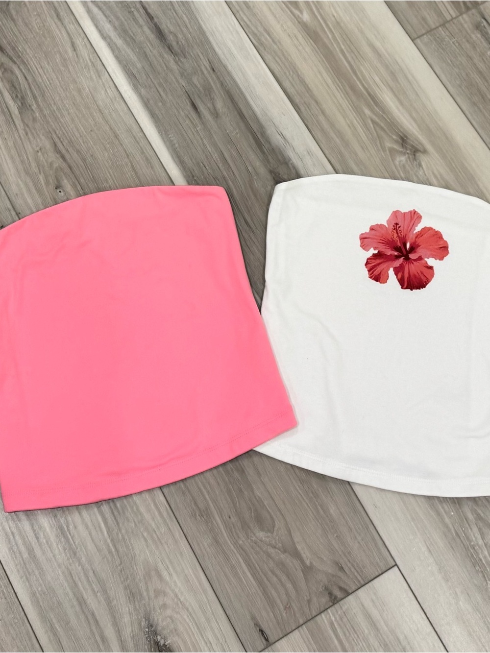 wild fable Pink and White Floral Strapless Tube Tops